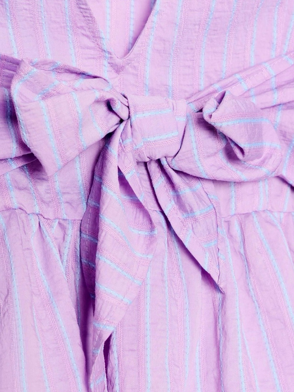 Zara Lilac Striped Puff-Sleeve Peplum Blouse - Picture 5 of 9